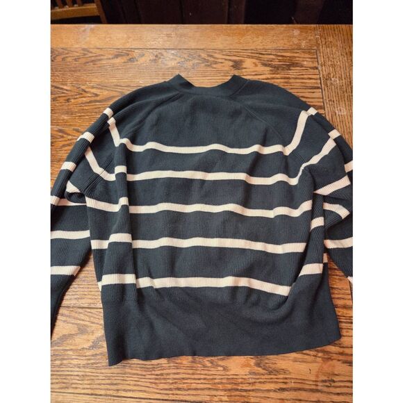 Universal Standard Better-Than-Wool Cardigan in Forest Green/cream stripe sz Med - Picture 4 of 6